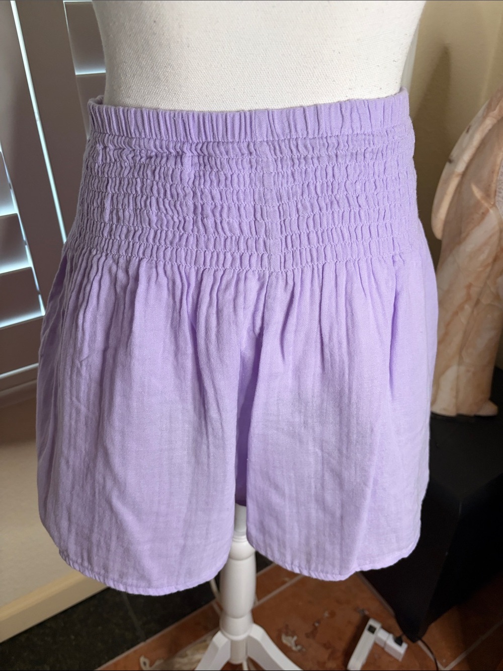 🖤💜Lotus and Luna 100%  Cotton Lavender Walking Shorts W/Wide Waist Size L/XL